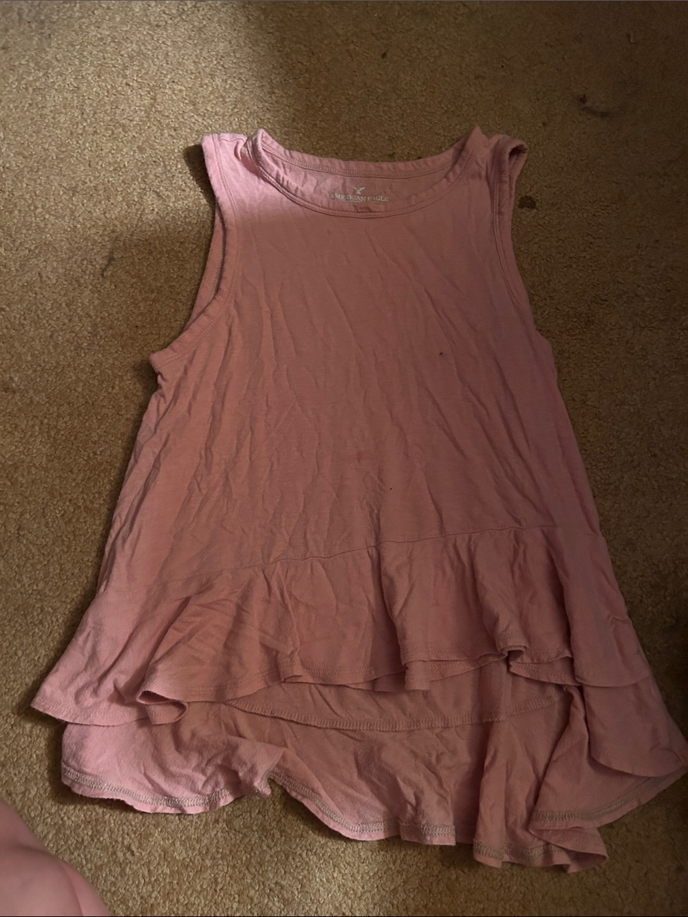 American Eagle Outfitters Soft Pink Ruffle Hem Tank